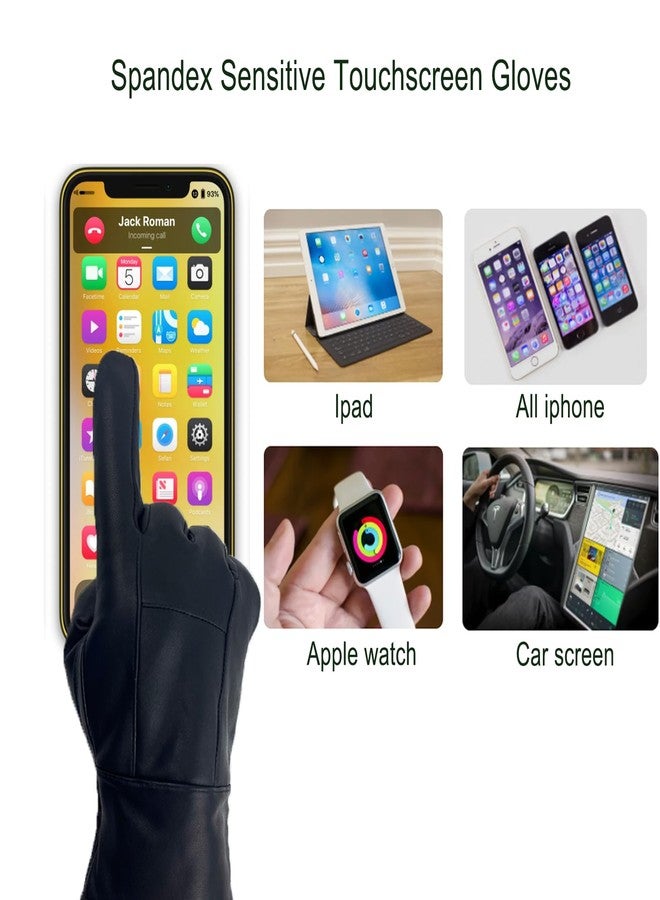 DOOWELL Winter Genuine Sheepskin Leather Gloves For Men,Black Touchscreen Glove,Driving Motorcycle Gloves with Warm Lining-XL - Image 3